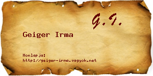 Geiger Irma névjegykártya